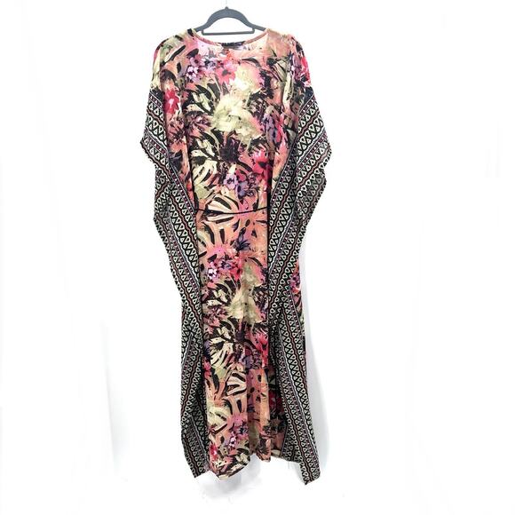 Lucky & Coco Boho Beaded Embellished Colorful Cover Up Kaftan Dress Large - Picture 6 of 7